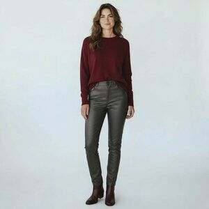 Zara olive green faux leather pants size Small